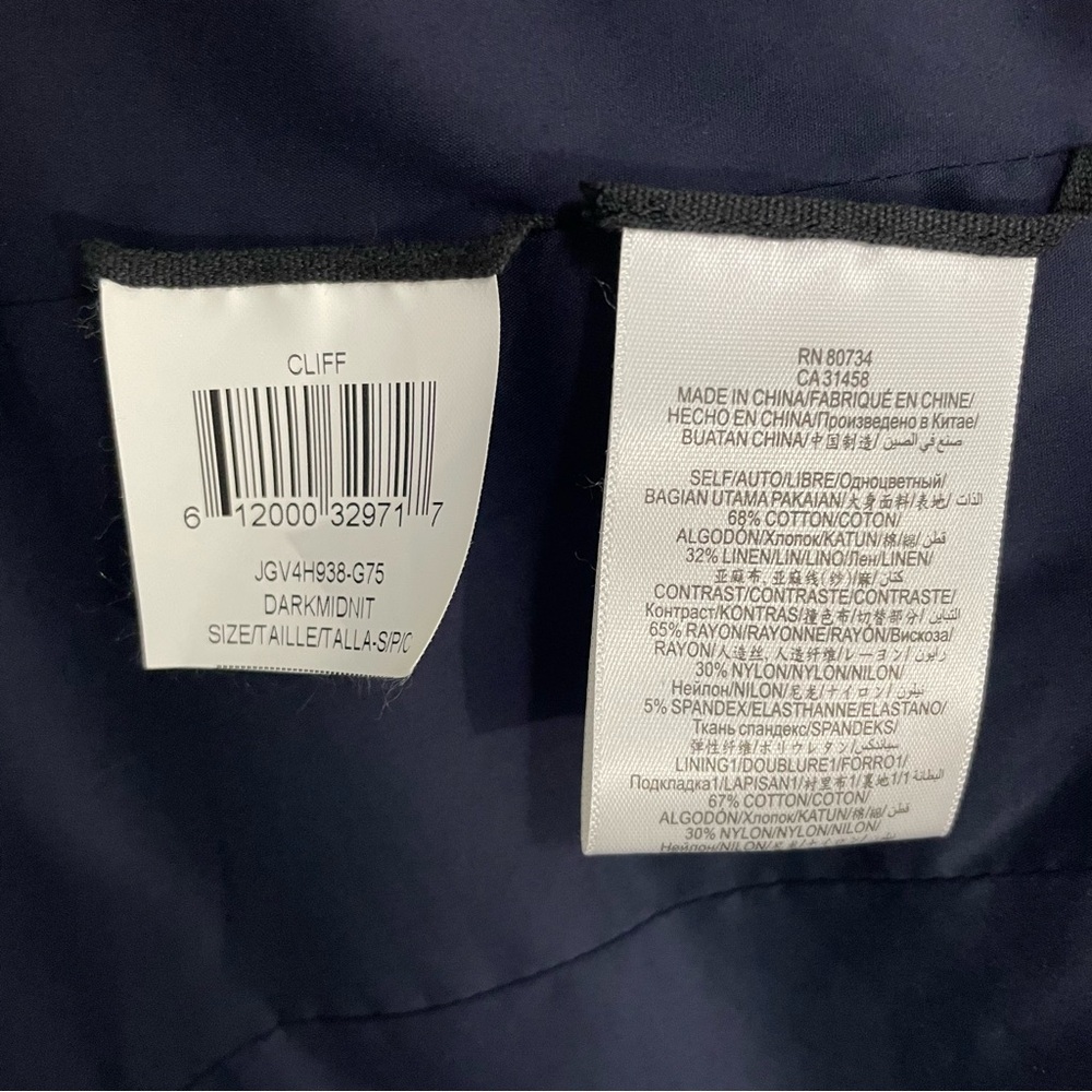 BCBGMaxAzria Blue and Gray Color-Block Linen Cotton Blazer S - Picture 13 of 14